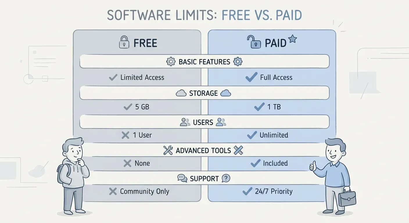 Comparison Table Free vs Paid